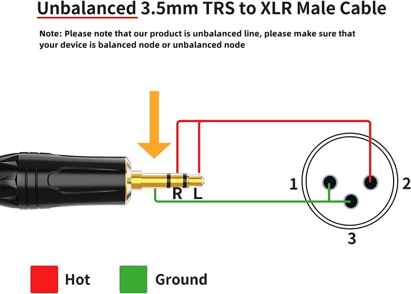 CableCreation كابل كرييشن 3.5 مم إلى XLR، 6 أقدام 3.5 مم (1/8 بوصة) TRS ستيريو ذكر إلى XLR ذكر كابل متوافق مع آيفون، آيبود، تابلت، لابتوب والمزيد، أسود - Image 2